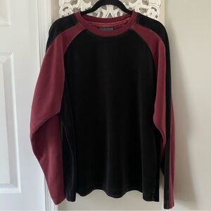 Structure Vintage 90s Y2K Velour Long Sleeve Top Grunge Goth Preppy Sz XL